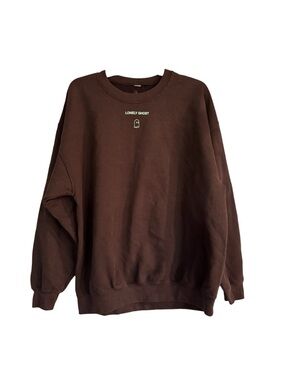 LONELY GHOST Brown Crewneck Sweatshirt with Mini Logo